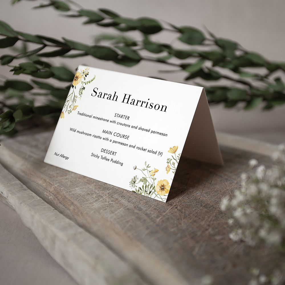 'Spring Yellow SC10' Menu Place Card