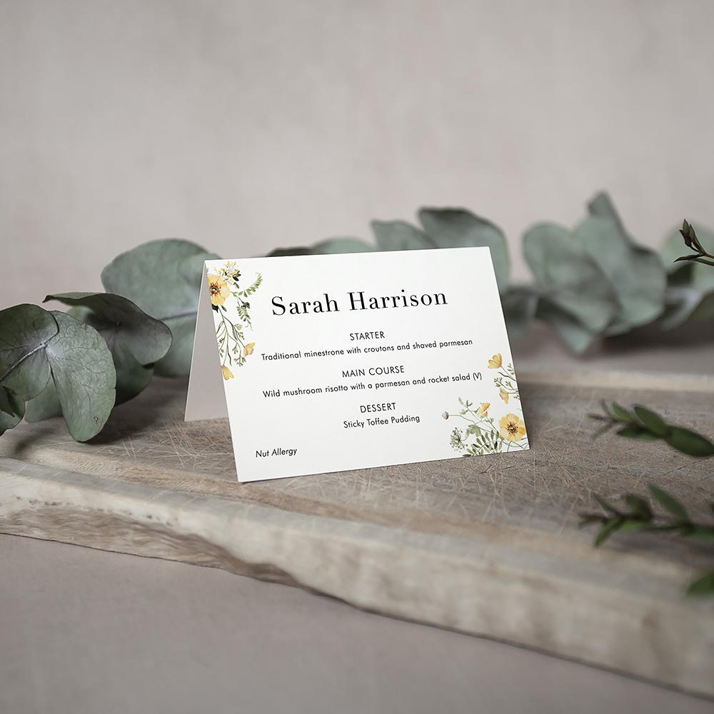 'Spring Yellow SC10' Menu Place Card