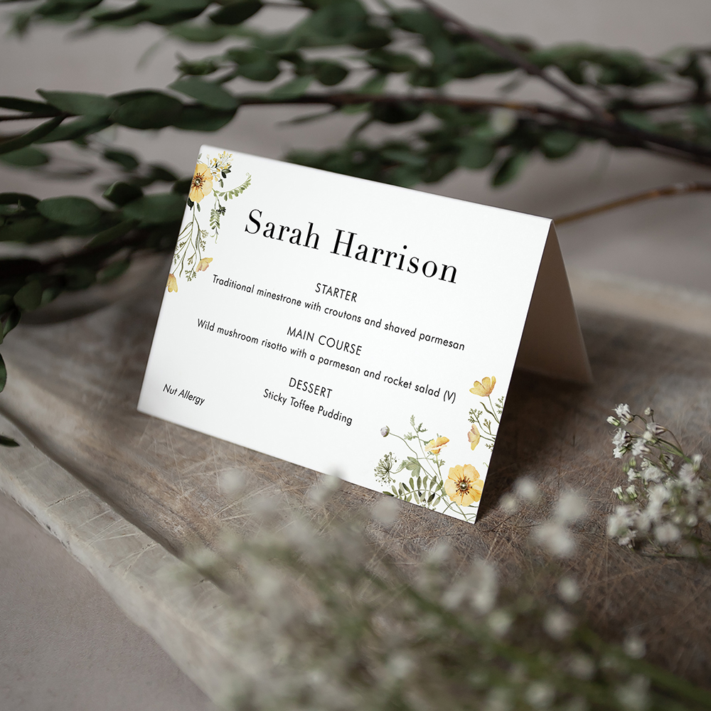 'Spring Yellow SC10' Menu Place Card