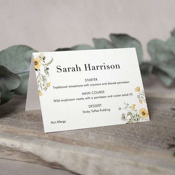 'Spring Yellow SC10' Menu Place Card