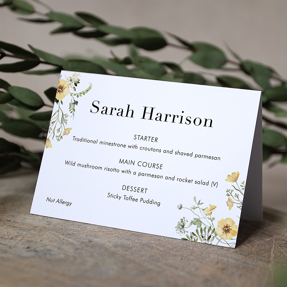 'Spring Yellow SC10' Menu Place Card