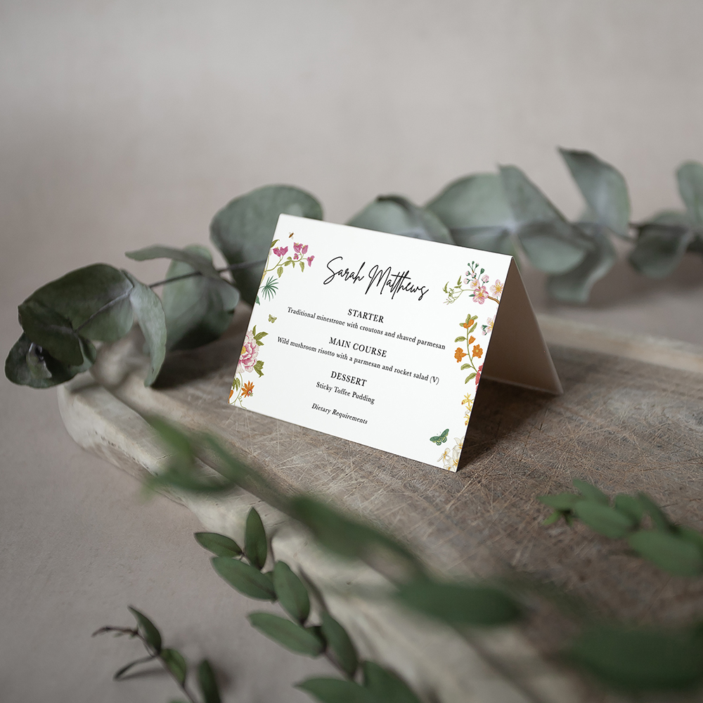 'Vintage Blooms' Menu Place Card