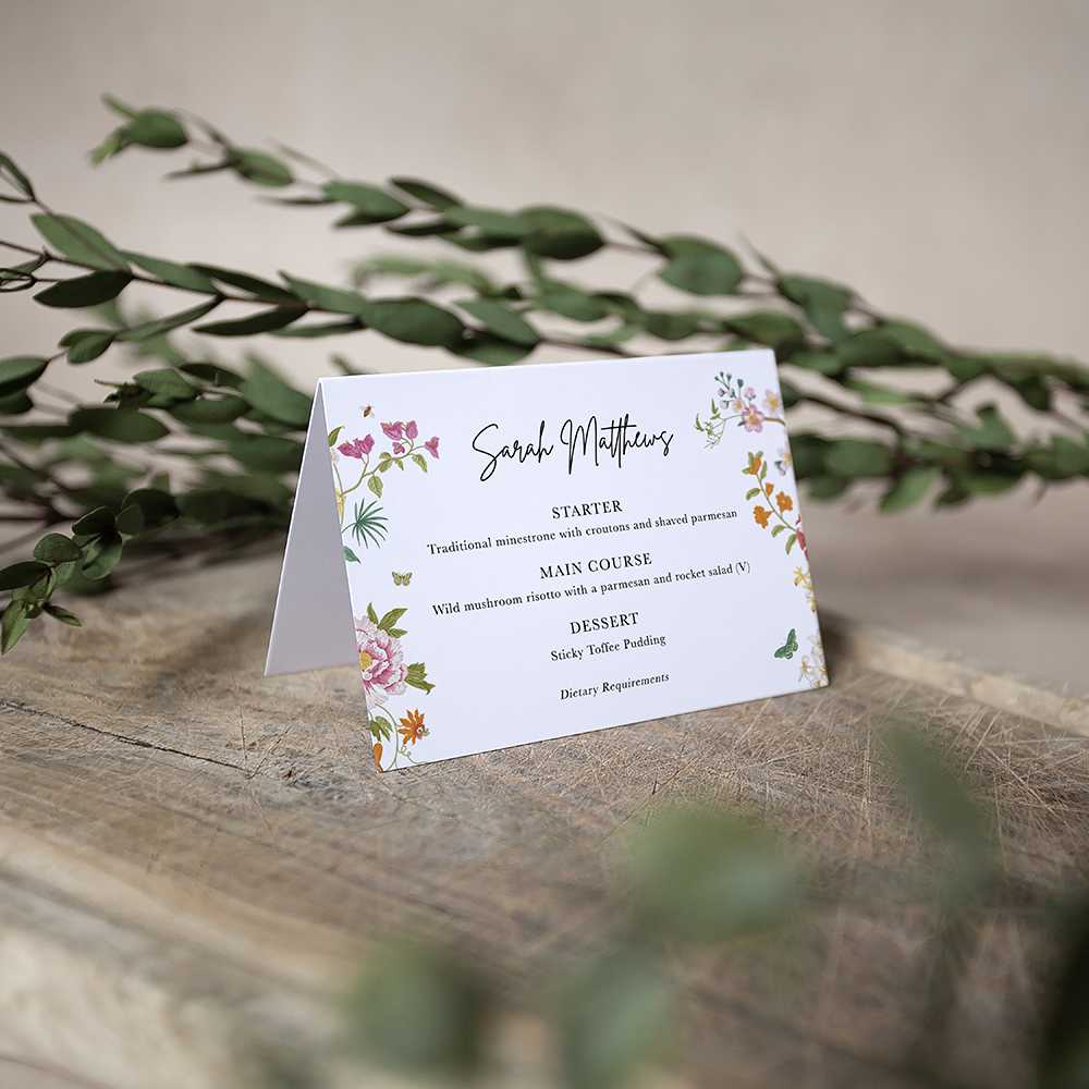 'Vintage Blooms' Menu Place Card