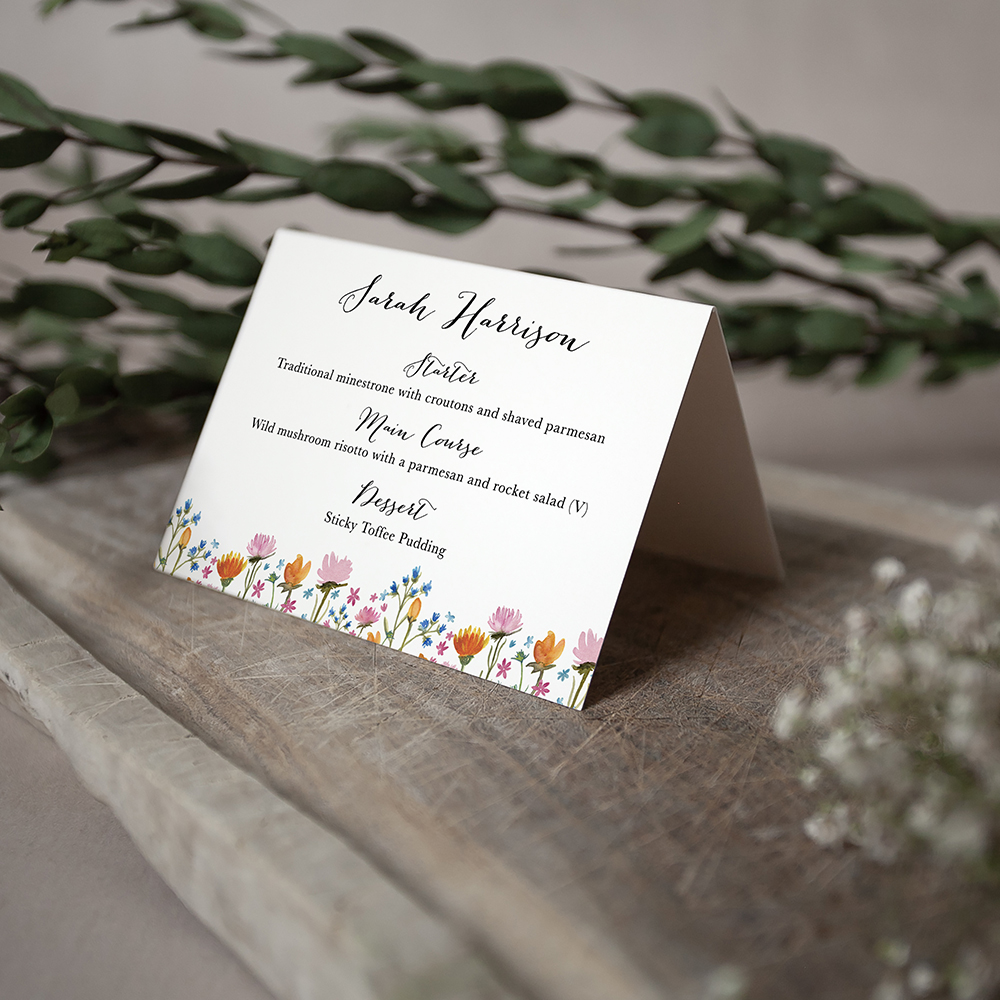 'Wild Floral' Menu Place Card