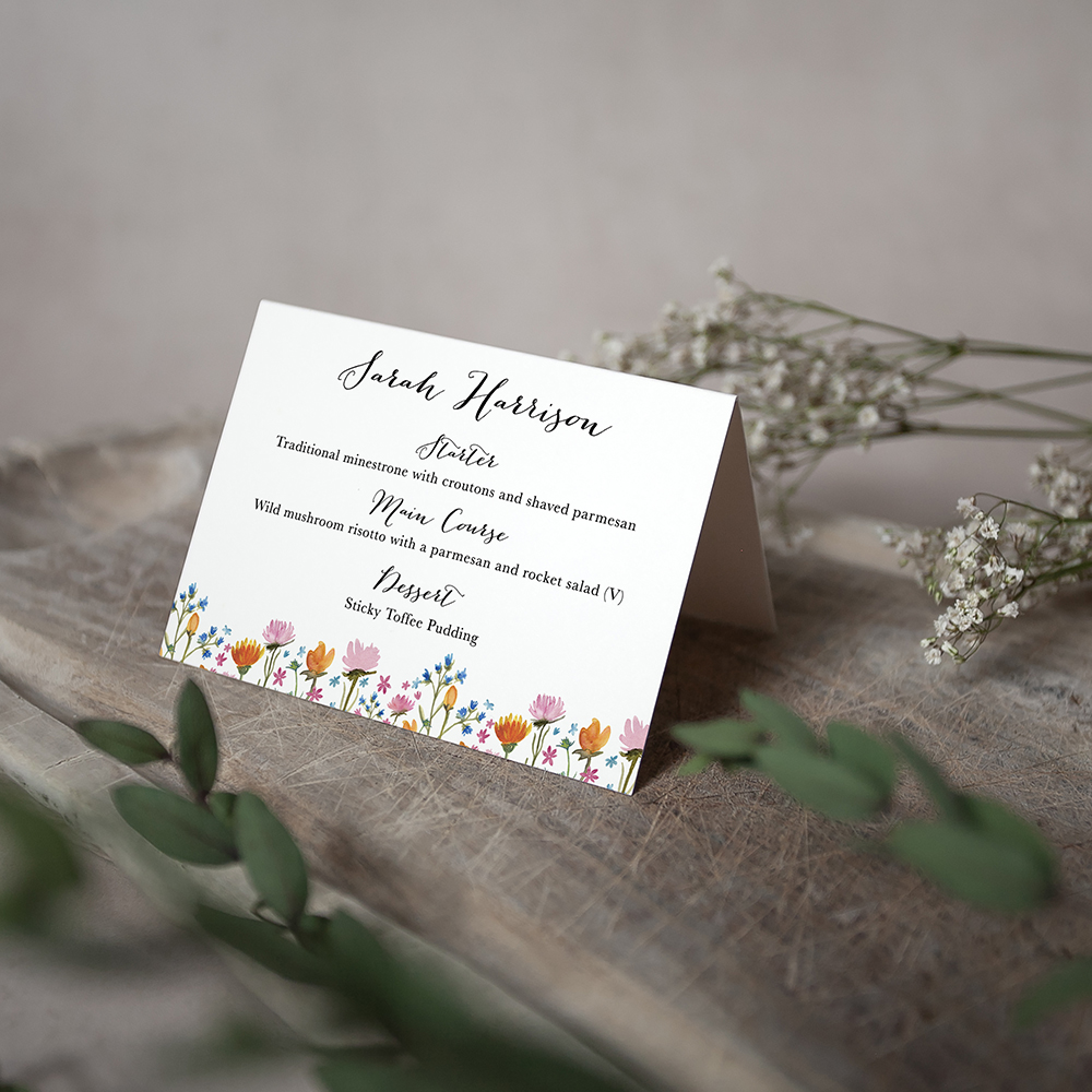 'Wild Floral' Menu Place Card