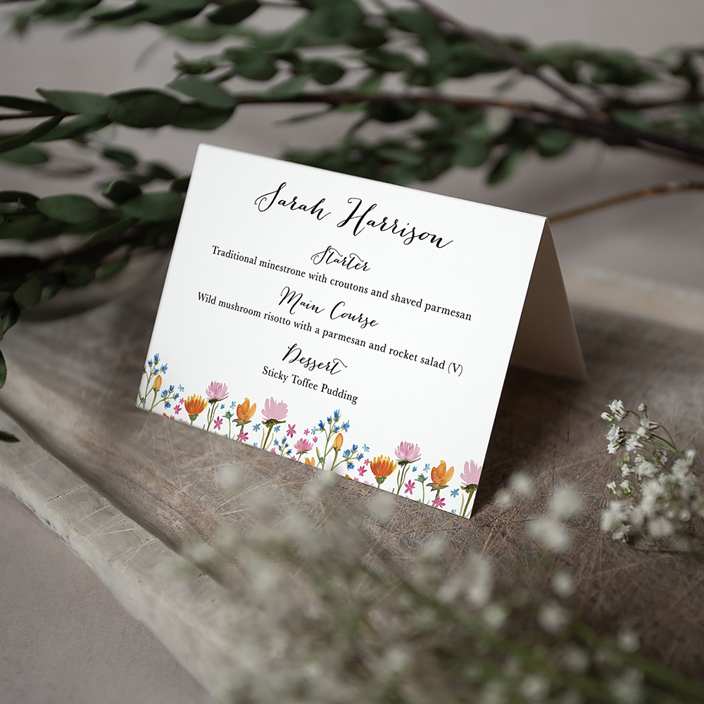 'Wild Floral' Menu Place Card