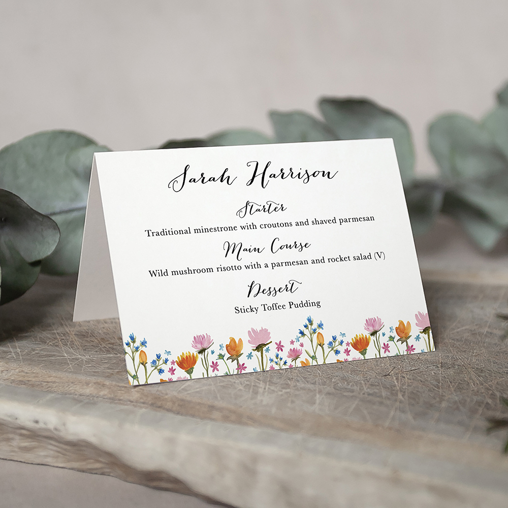 'Wild Floral' Menu Place Card