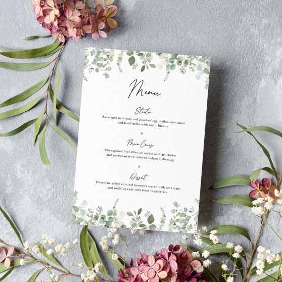 'Classic Eucalyptus CE14' A5, 5X7", A6 Menu