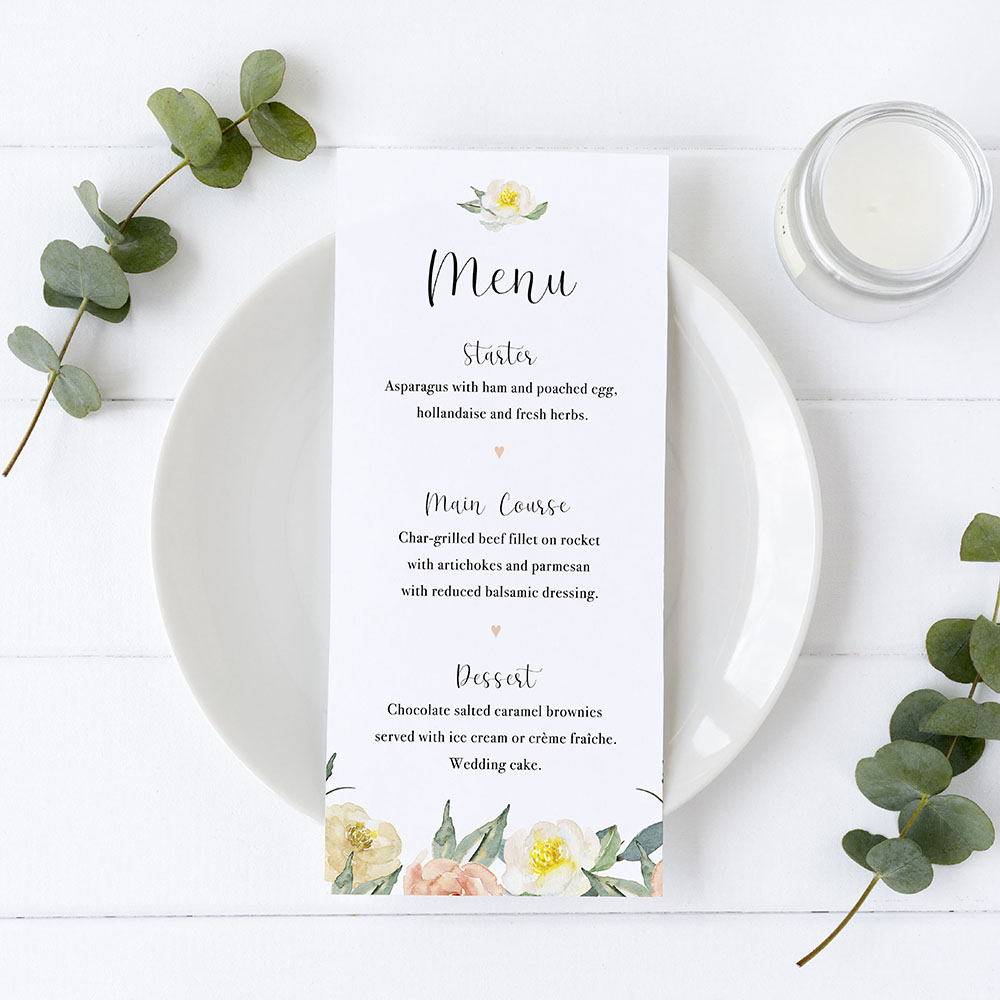 'Dahlia Rose' Slim Menu