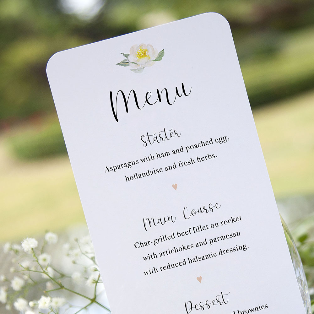'Dahlia Rose' Slim Menu