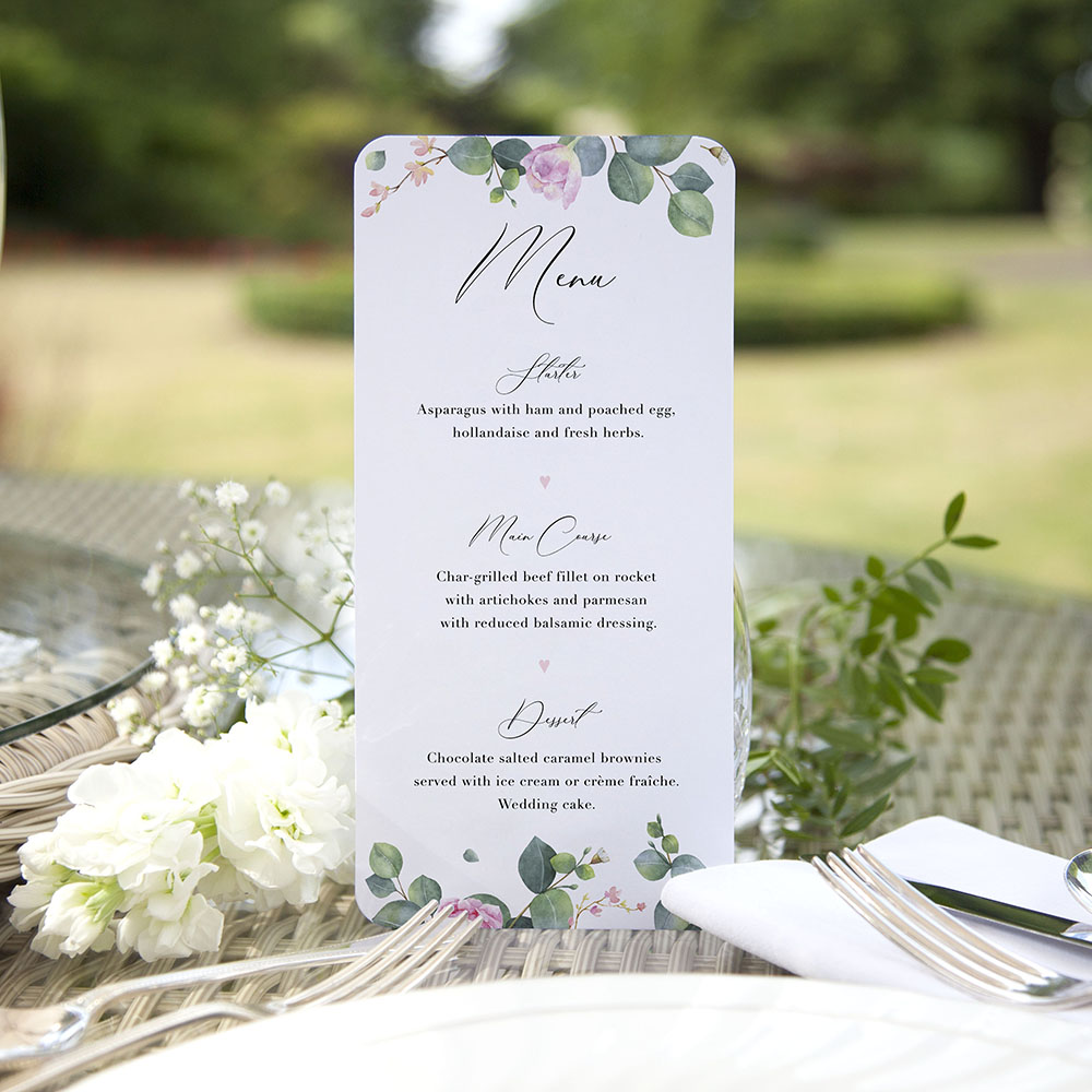 'Eucalyptus Blush' Slim Menu