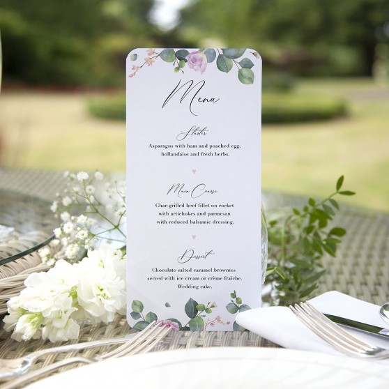 'Eucalyptus Blush' Slim Menu