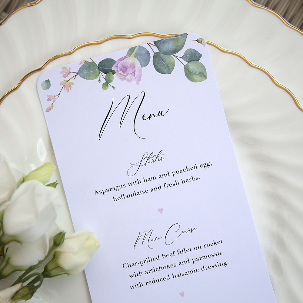'Eucalyptus Blush' Slim Menu