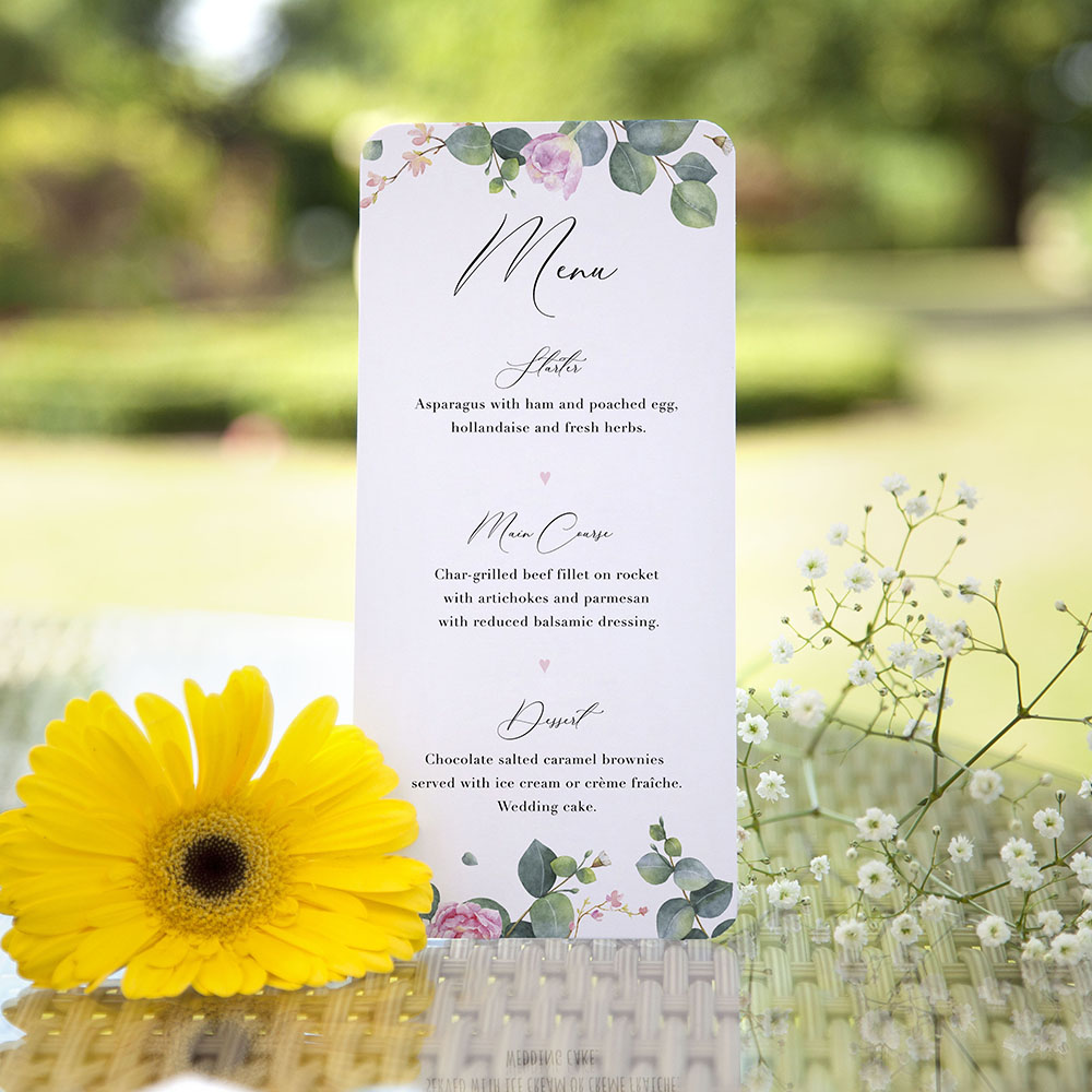 'Eucalyptus Blush' Slim Menu