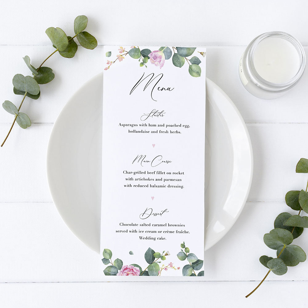 'Eucalyptus Blush' Slim Menu