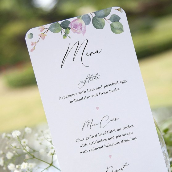 'Eucalyptus Blush' Slim Menu