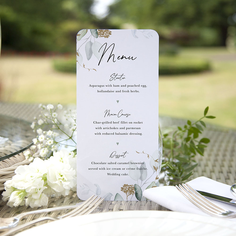 'Green & Gold Eucalyptus' Slim Menu