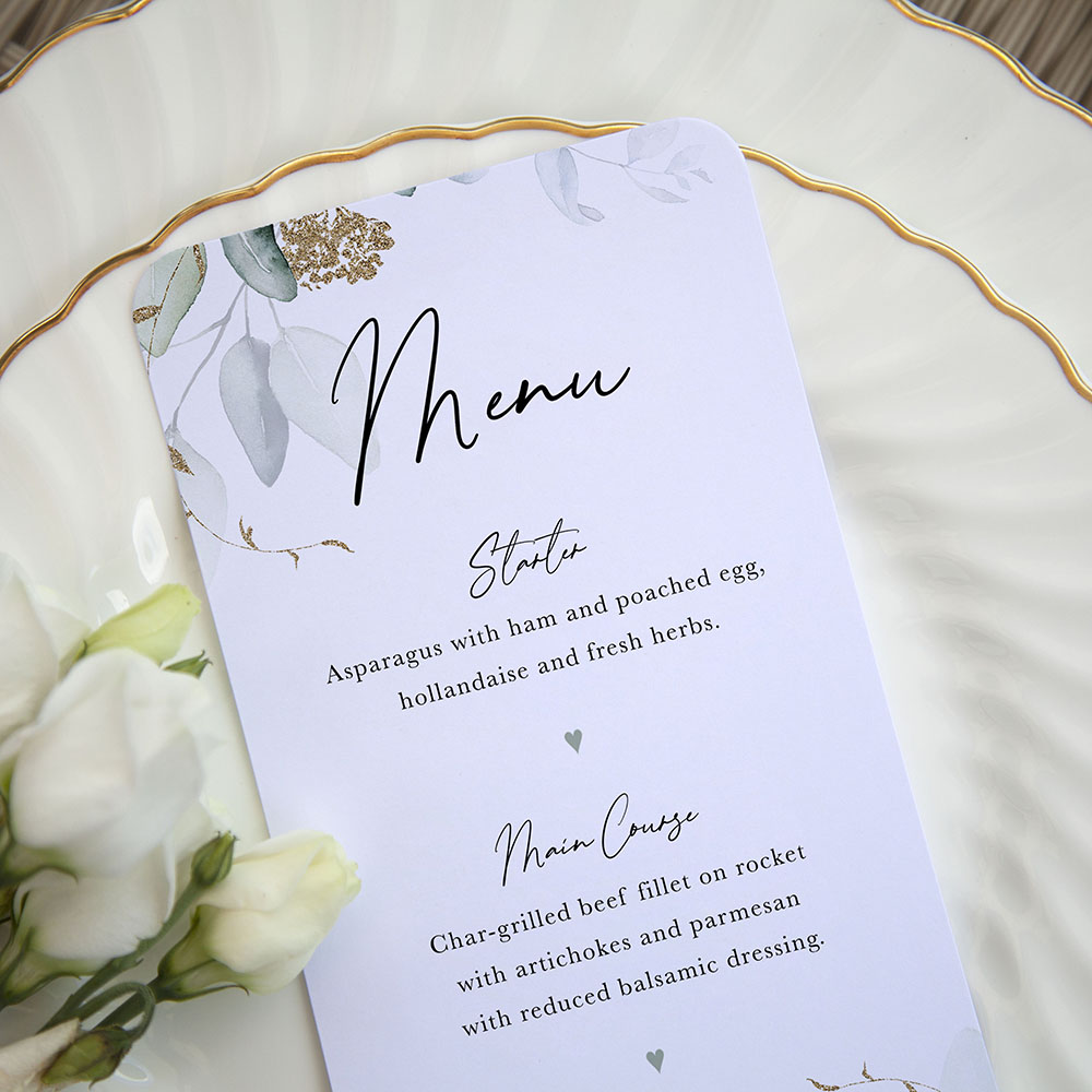 'Green & Gold Eucalyptus' Slim Menu