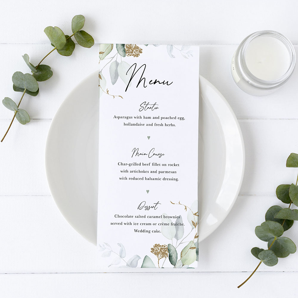 'Green & Gold Eucalyptus' Slim Menu