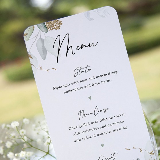 'Green & Gold Eucalyptus' Slim Menu