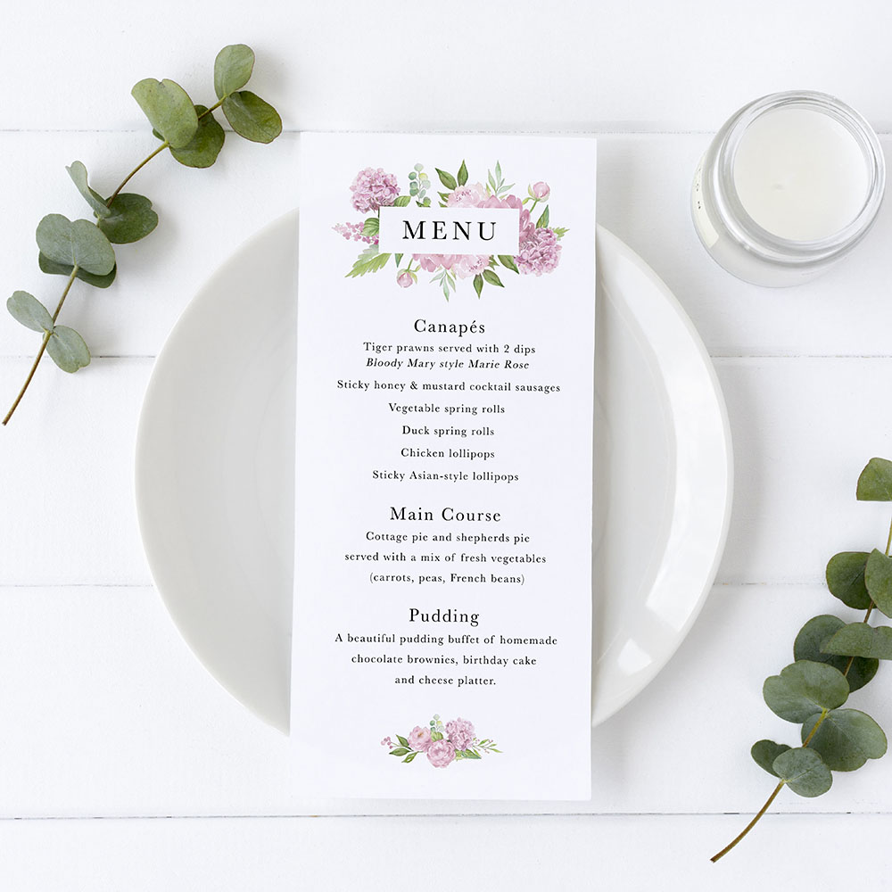 'Hydrangea' Slim Menu