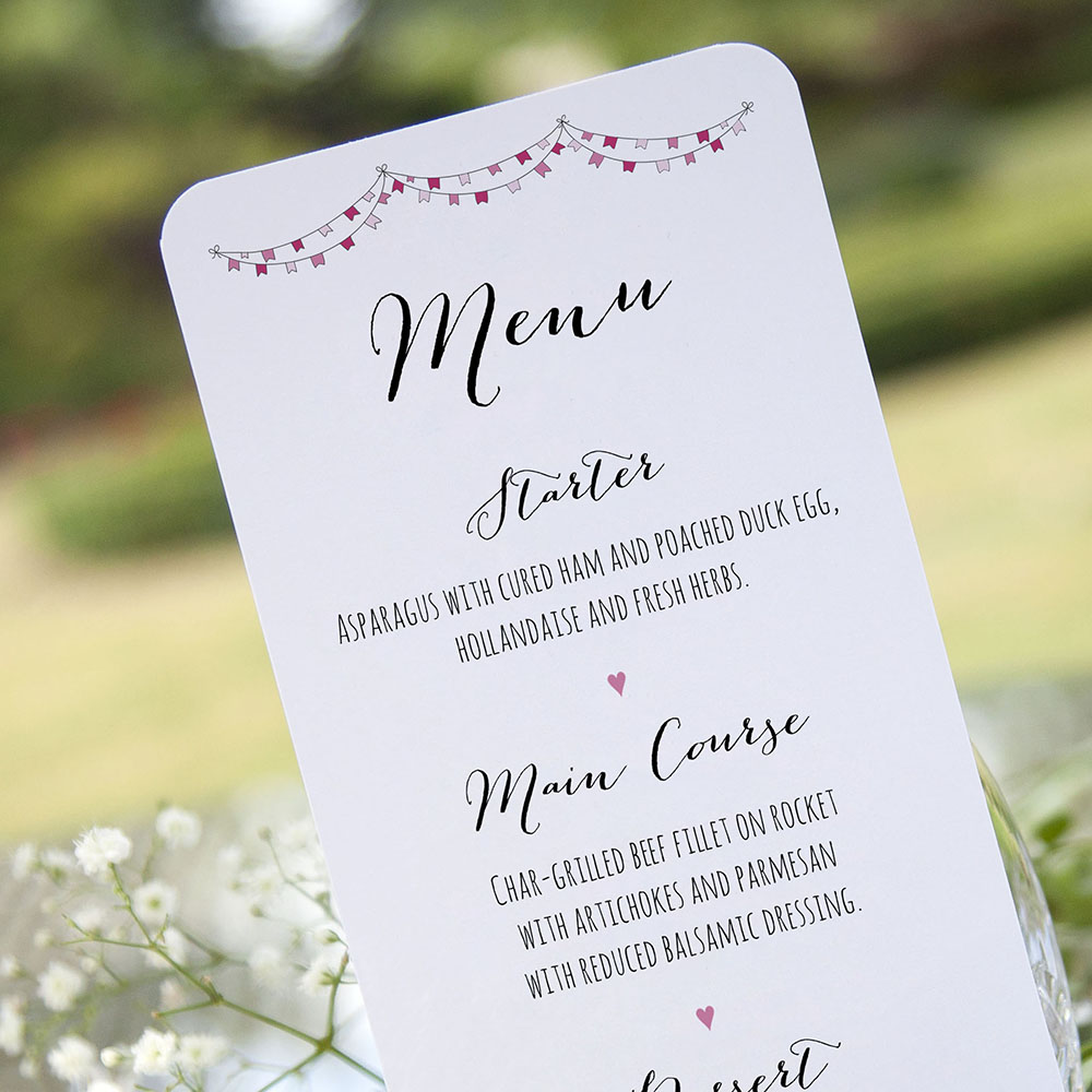 'Pink Flag Bunting' Slim Menu