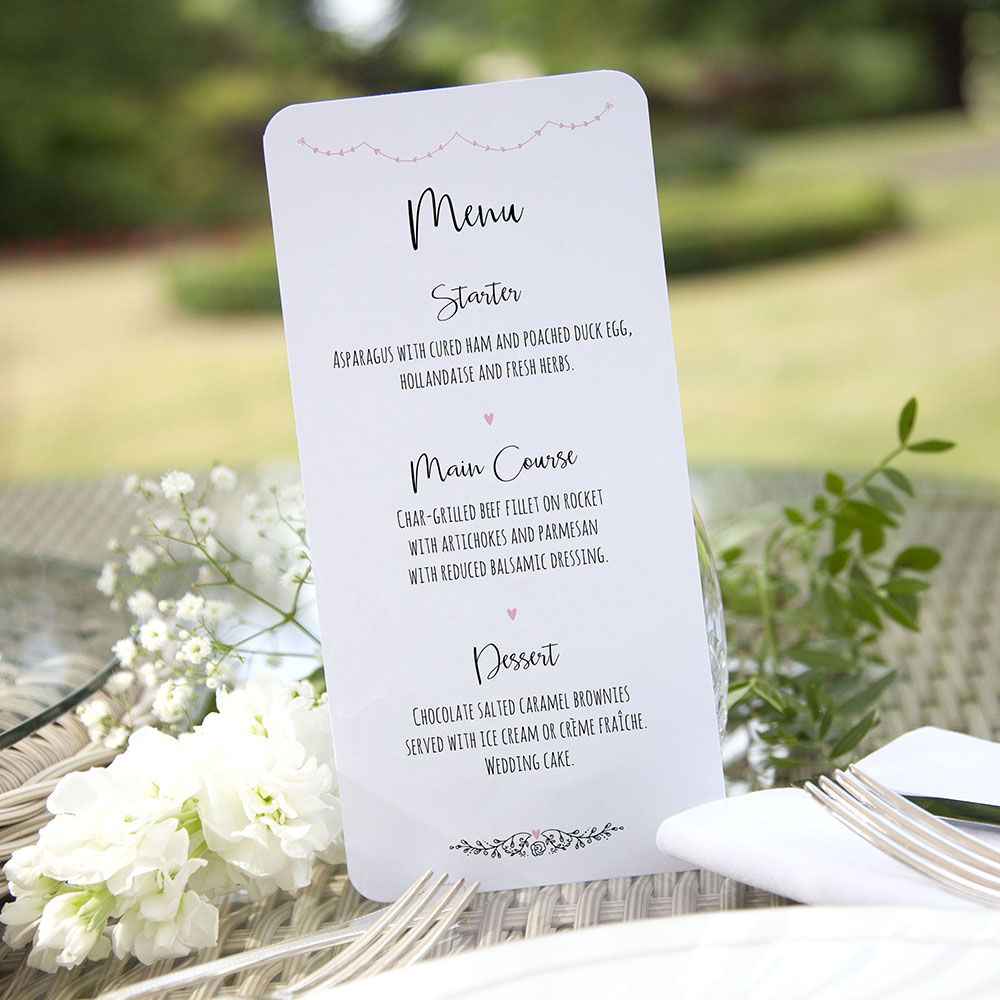 'Pink Heart Bunting' Slim Menu