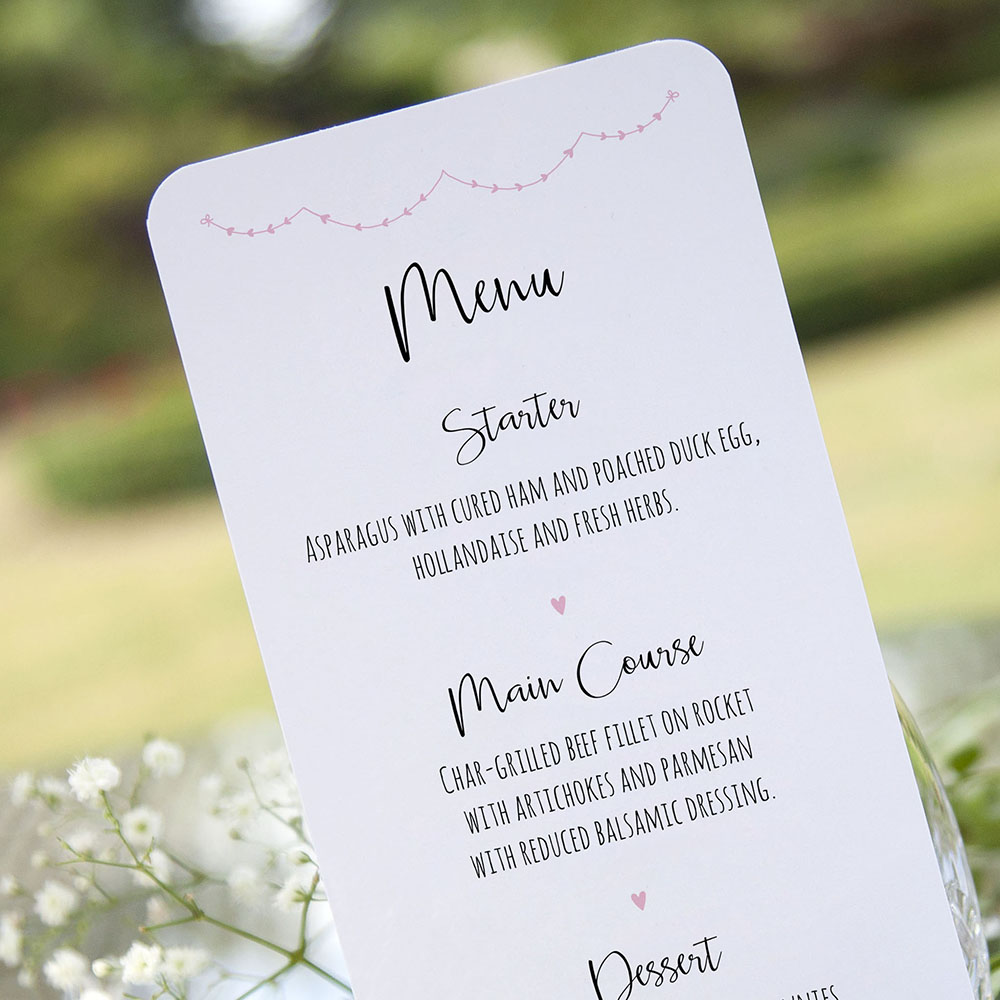 'Pink Heart Bunting' Slim Menu