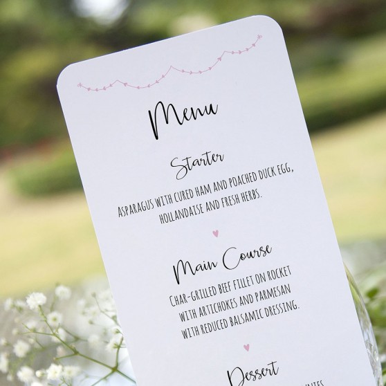 'Pink Heart Bunting' Slim Menu