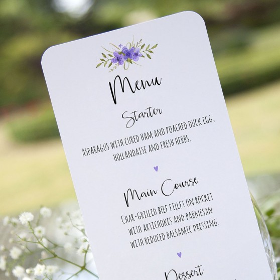 'Purple Multi Floral Watercolour' Slim Menu
