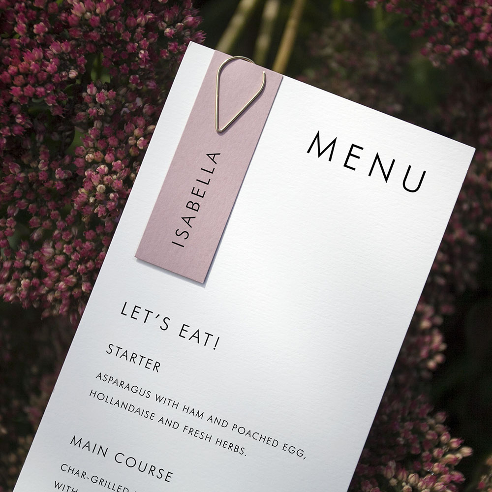 'Classic 1' Tag Wedding Menu - Slim