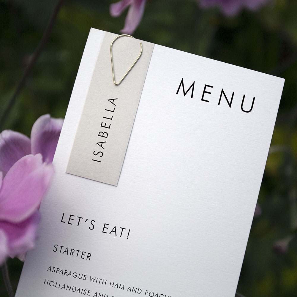 'Classic 1' Tag Wedding Menu - Slim