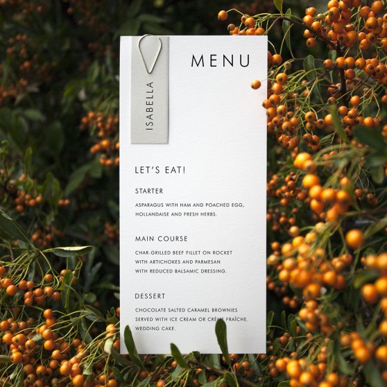 'Classic 1' Tag Wedding Menu - Slim