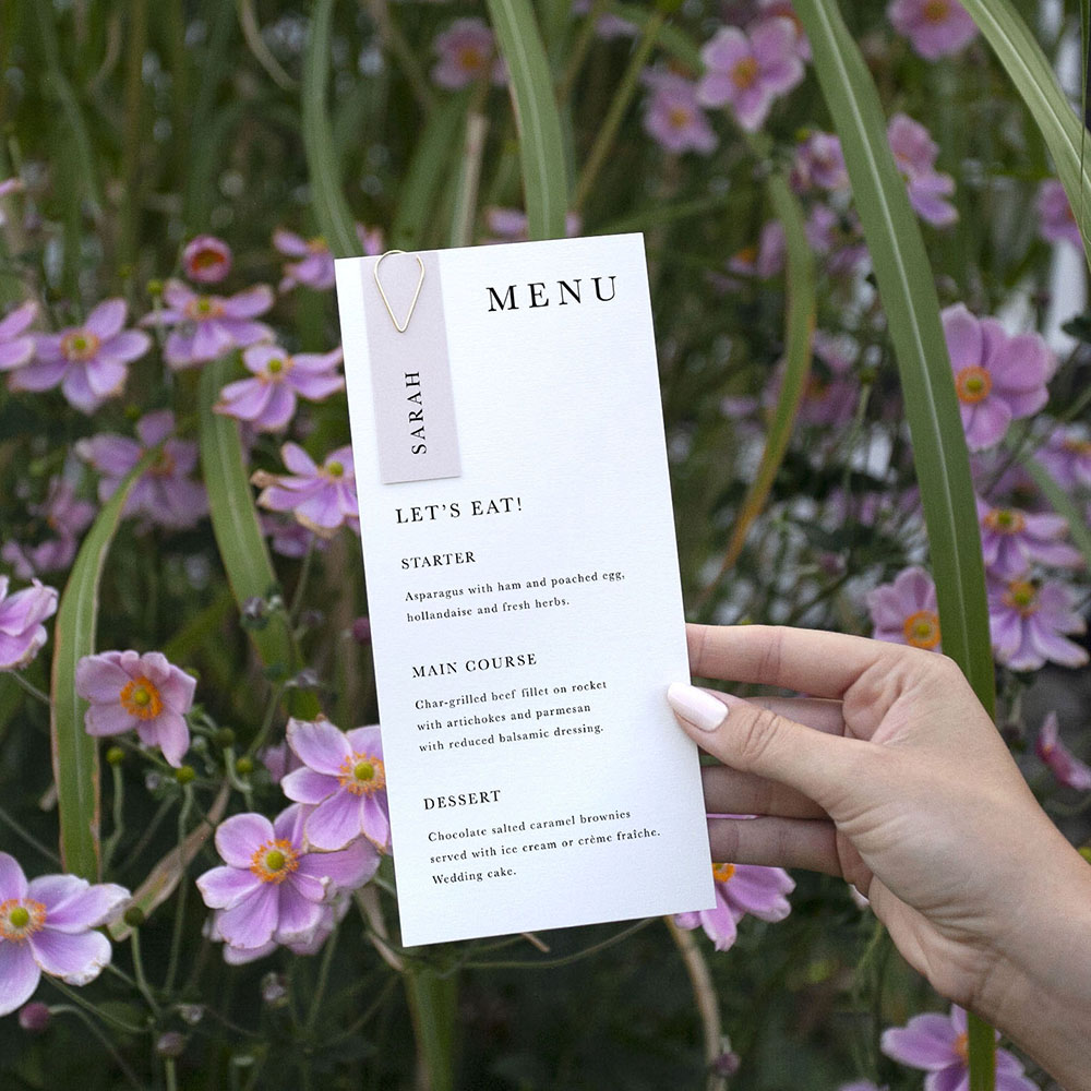 'Classic 2' Tag Wedding Menu - Slim