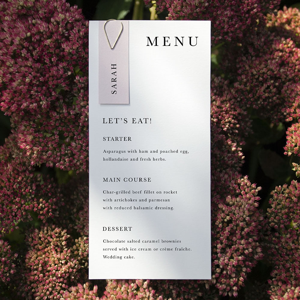 'Classic 2' Tag Wedding Menu - Slim