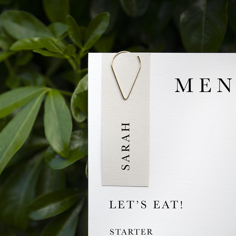 'Classic 2' Tag Wedding Menu - Slim