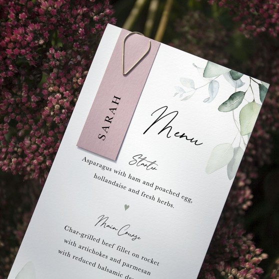 'Dreamy Eucalyptus' Tag Wedding Menu - Slim