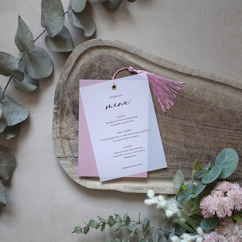 'Calligraphy 1' Layered Vellum Menu