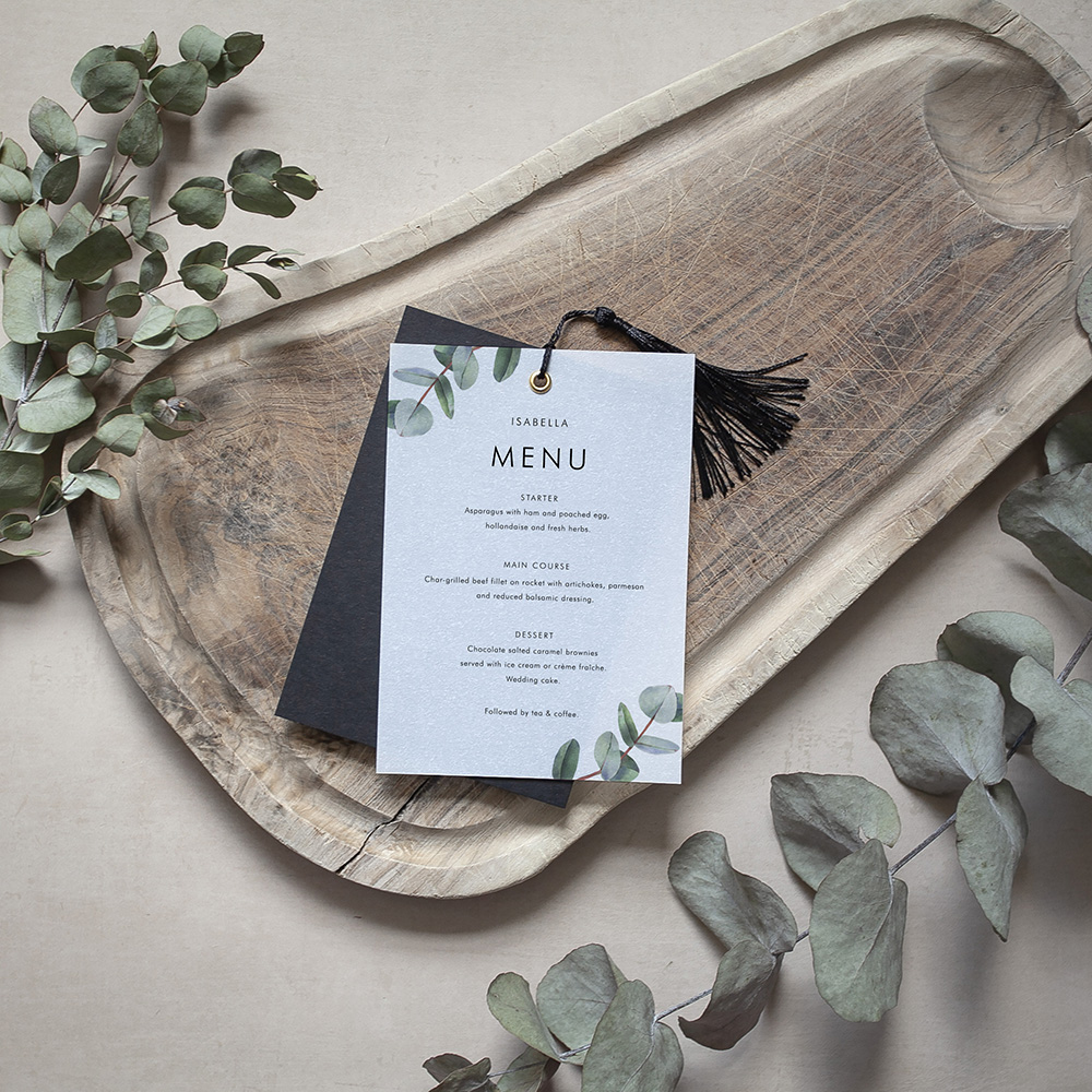 'Campagna Eucalyptus CP02' Layered Vellum Menu