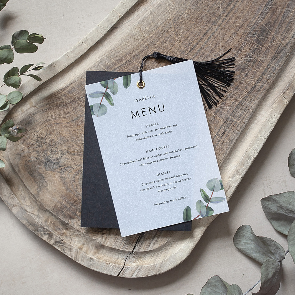 'Campagna Eucalyptus CP02' Layered Vellum Menu