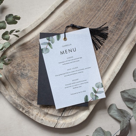 'Campagna Eucalyptus CP02' Layered Vellum Menu