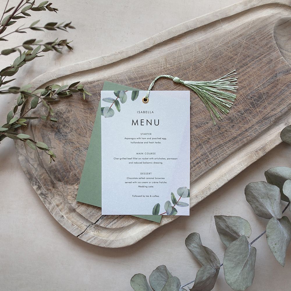 'Campagna Eucalyptus CP02' Layered Vellum Menu