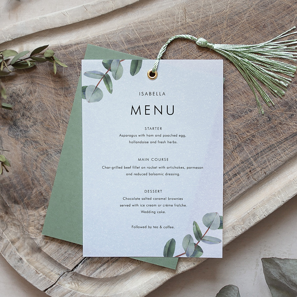 'Campagna Eucalyptus CP02' Layered Vellum Menu