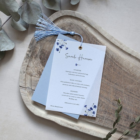 'Cornflower Blue' Layered Vellum Menu