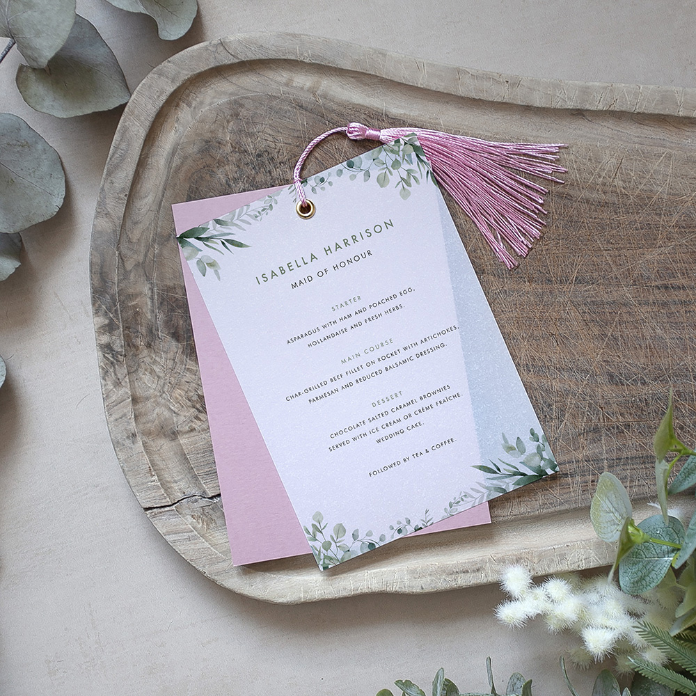 'Enchanting Eucalyptus' Layered Vellum Menu