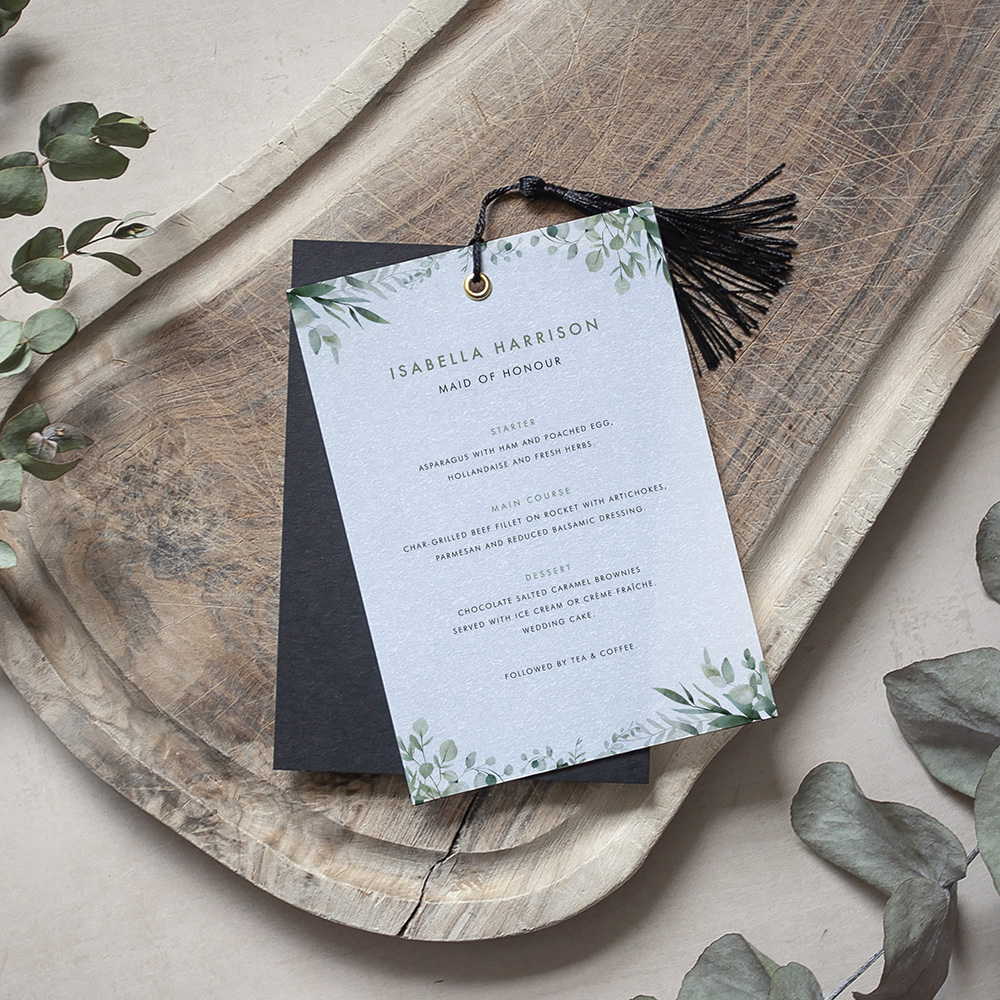 'Enchanting Eucalyptus' Layered Vellum Menu