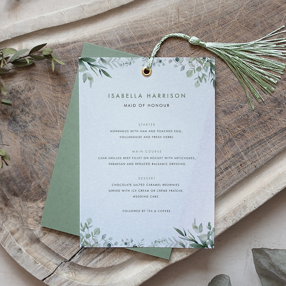 'Enchanting Eucalyptus' Layered Vellum Menu