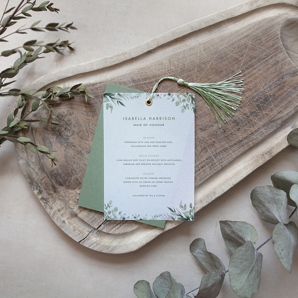 'Enchanting Eucalyptus' Layered Vellum Menu