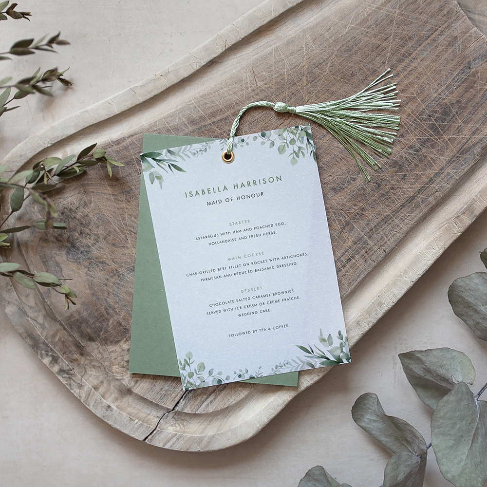 'Enchanting Eucalyptus' Layered Vellum Menu