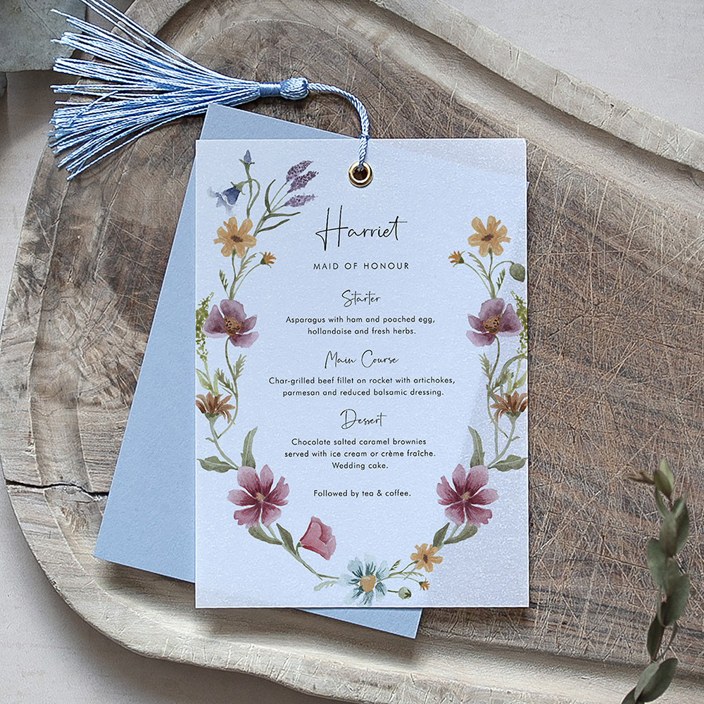 'Wildflower Stories' Layered Vellum Menu